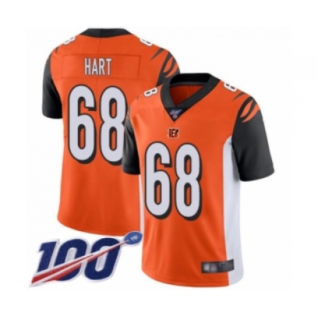 Latest Mens Cincinnati Bengals #68 Bobby Hart Orange Alternate Vapor Untouchable Limited Player 100th Season Football Jersey