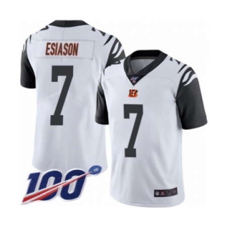 Top Mens Cincinnati Bengals #7 Boomer Esiason Limited White Rush Vapor Untouchable 100th Season Football Jersey