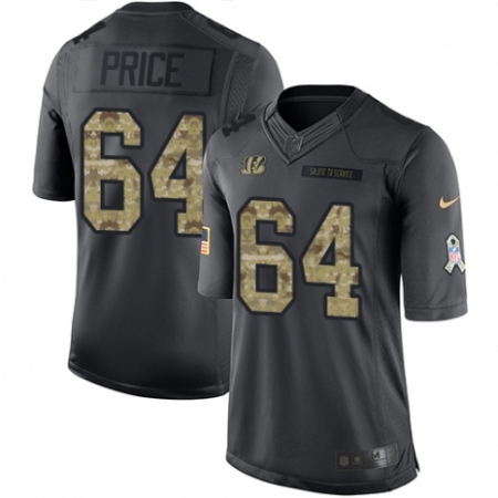 Latest  Mens Cincinnati Bengals #64 Billy Price Limited Black 2016 Salute to Service NFL Jersey