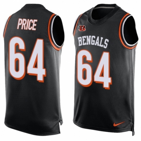 Latest  Mens Cincinnati Bengals #64 Billy Price Limited Black Player Name & Number Tank Top NFL Jersey