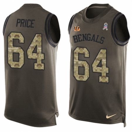 Latest  Mens Cincinnati Bengals #64 Billy Price Limited Green Salute to Service Tank Top NFL Jersey
