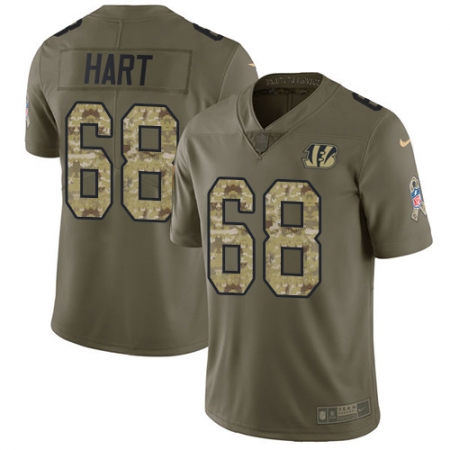 Latest  Mens Cincinnati Bengals #68 Bobby Hart Limited Olive Camo 2017 Salute to Service NFL Jersey