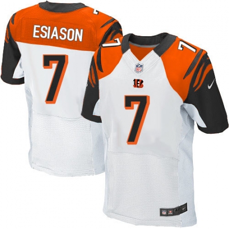 Top  Mens Cincinnati Bengals #7 Boomer Esiason Elite White NFL Jersey