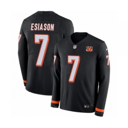 Top  Mens Cincinnati Bengals #7 Boomer Esiason Limited Black Therma Long Sleeve NFL Jersey