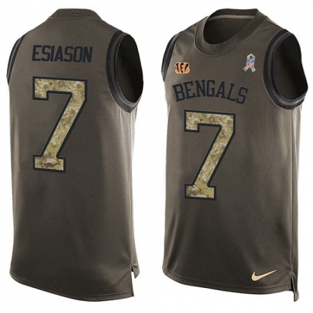 Best  Mens Cincinnati Bengals #7 Boomer Esiason Limited Green Salute to Service Tank Top NFL Jersey