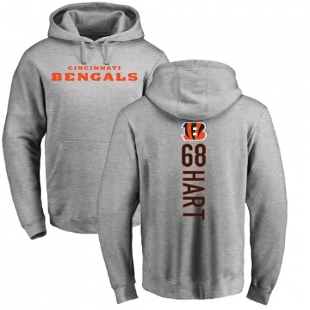 Latest Mens NFL  Cincinnati Bengals #68 Bobby Hart Ash Backer Pullover Hoodie