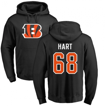 Latest Mens NFL  Cincinnati Bengals #68 Bobby Hart Black Name & Number Logo Pullover Hoodie