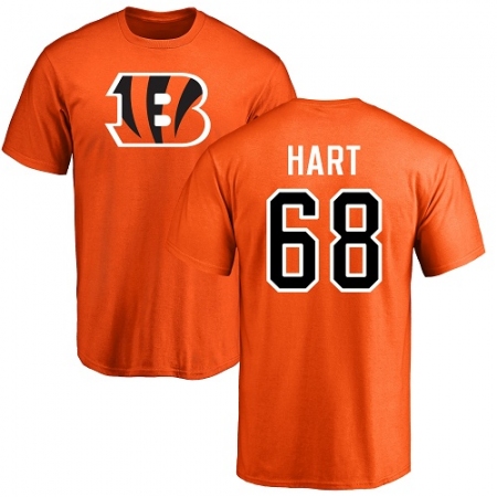 Latest Mens NFL  Cincinnati Bengals #68 Bobby Hart Orange Name & Number Logo T-Shirt