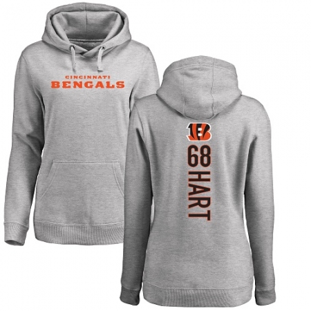 Latest  Womens NFL Cincinnati Bengals #68 Bobby Hart Ash Backer Pullover Hoodie