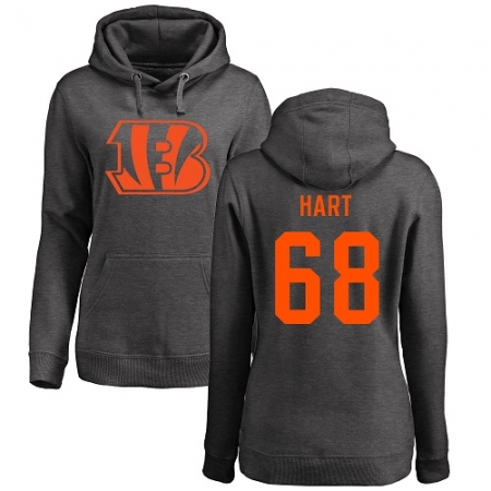 Latest  Womens NFL Cincinnati Bengals #68 Bobby Hart Ash One Color Pullover Hoodie