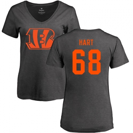 Latest  Womens Cincinnati Bengals #68 Bobby Hart Ash One Color T-Shirt