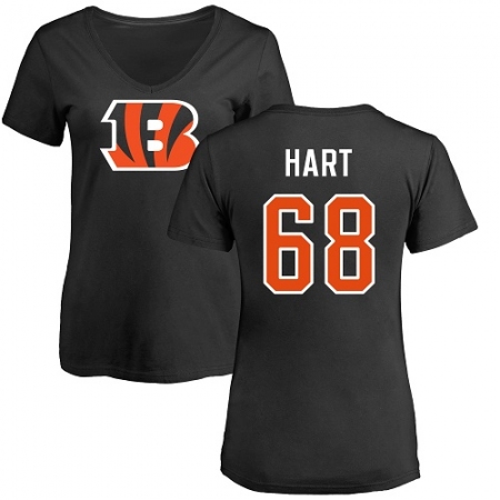Latest  Womens Cincinnati Bengals #68 Bobby Hart Black Backer T-Shirt