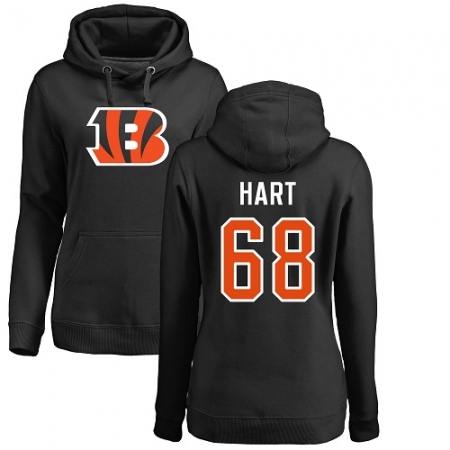 Latest  Womens NFL Cincinnati Bengals #68 Bobby Hart Black Name & Number Logo Pullover Hoodie