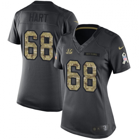 Latest  Womens Cincinnati Bengals #68 Bobby Hart Limited Black 2016 Salute to Service NFL Jersey