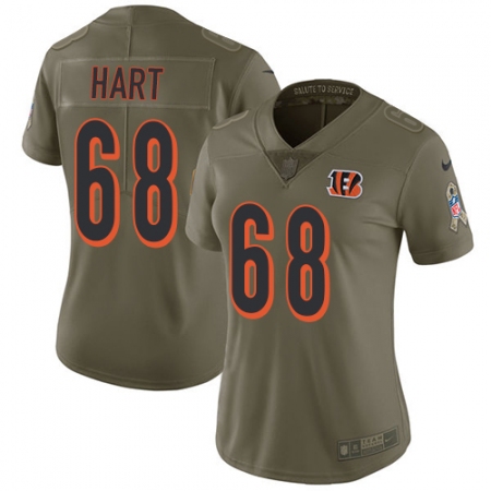 Latest  Womens Cincinnati Bengals #68 Bobby Hart Limited Olive 2017 Salute to Service NFL Jersey