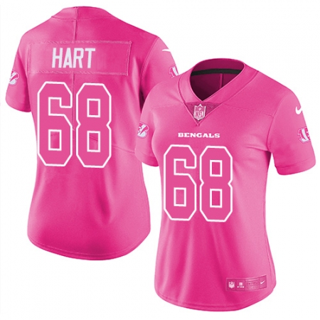 Latest  Womens Cincinnati Bengals #68 Bobby Hart Limited Pink Rush Fashion NFL Jersey