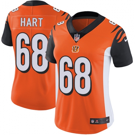 Latest  Womens Cincinnati Bengals #68 Bobby Hart Orange Alternate Vapor Untouchable Limited Player NFL Jersey