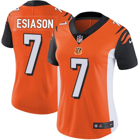 Top  Womens Cincinnati Bengals #7 Boomer Esiason Elite Orange Alternate NFL Jersey