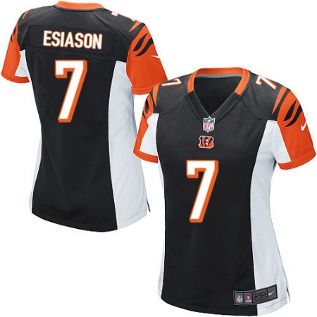 Top  Womens Cincinnati Bengals #7 Boomer Esiason Game Black Team Color NFL Jersey