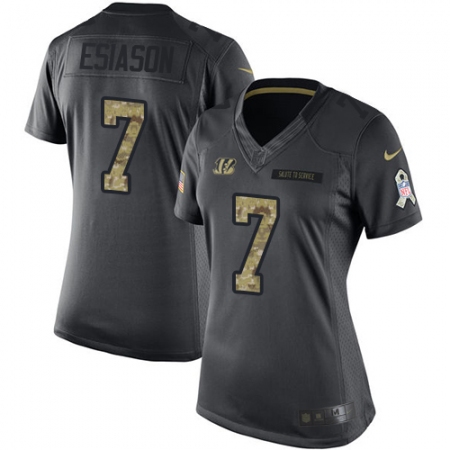 Best  WMNS Cincinnati Bengals #7 Boomer Esiason Limited Black 2016 Salute to Service NFL Jersey