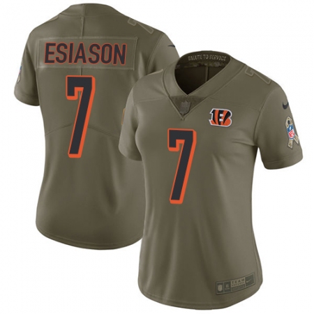 Best  Womens Cincinnati Bengals #7 Boomer Esiason Limited Olive 2017 Salute to Service NFL Jersey