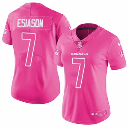 Best  WMNS Cincinnati Bengals #7 Boomer Esiason Limited Pink Rush Fashion NFL Jersey