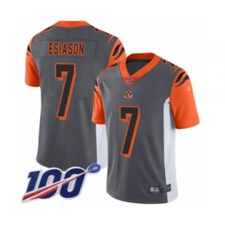 Top Youth Cincinnati Bengals #7 Boomer Esiason Limited Silver Inverted Legend 100th Season Football Jersey
