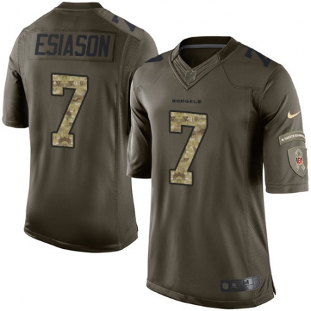Best  Youth Cincinnati Bengals #7 Boomer Esiason Elite Green Salute to Service NFL Jersey