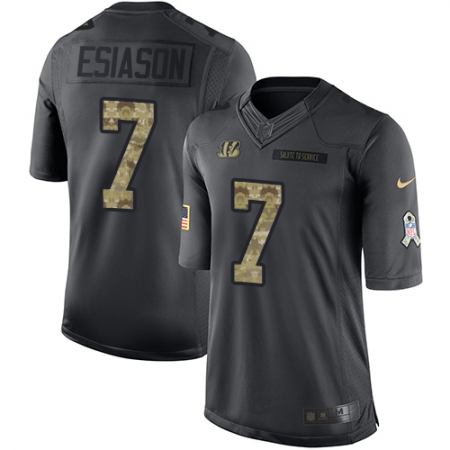 Best  Youth Cincinnati Bengals #7 Boomer Esiason Limited Black 2016 Salute to Service NFL Jersey