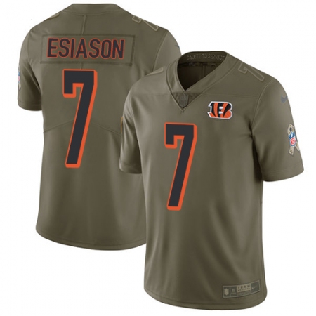 Best  Youth Cincinnati Bengals #7 Boomer Esiason Limited Olive 2017 Salute to Service NFL Jersey