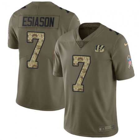 Best  Youth Cincinnati Bengals #7 Boomer Esiason Limited Olive/Camo 2017 Salute to Service NFL Jersey