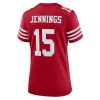 Jauan Jennings 15 San Francisco 49ers Women Game NFL Jersey Scarlet - Image 3