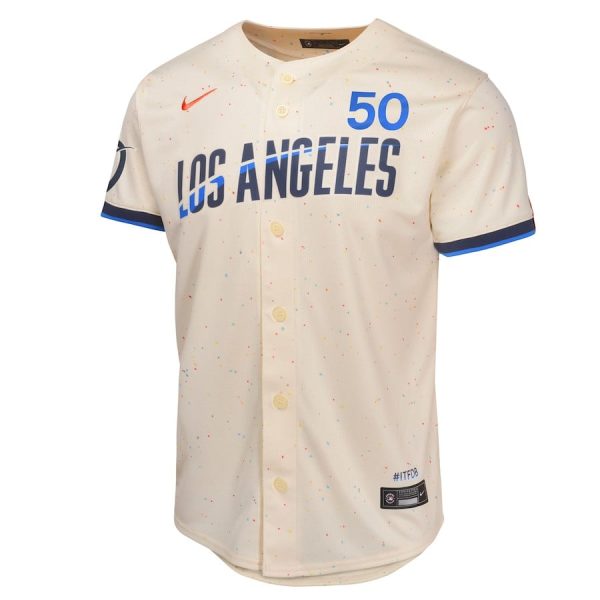Mookie Betts 50 Los Angeles Dodgers 2024 City Connect Cream Limited Youth Jersey - Image 2