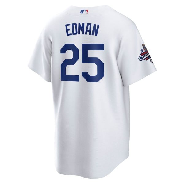 Tommy Edman 25 Los Angeles Dodgers 2024 World Series Champions Home White Men Player Jersey - Image 3