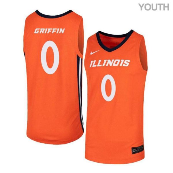 Youth 0 Alan Griffin Orange Elite Illinois Fighting Illini Basketball Jersey - Image 2