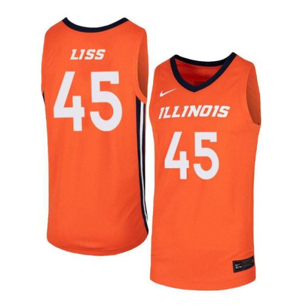 Men 45 Cameron Liss Orange Elite Illinois Fighting Illini Basketball Jersey