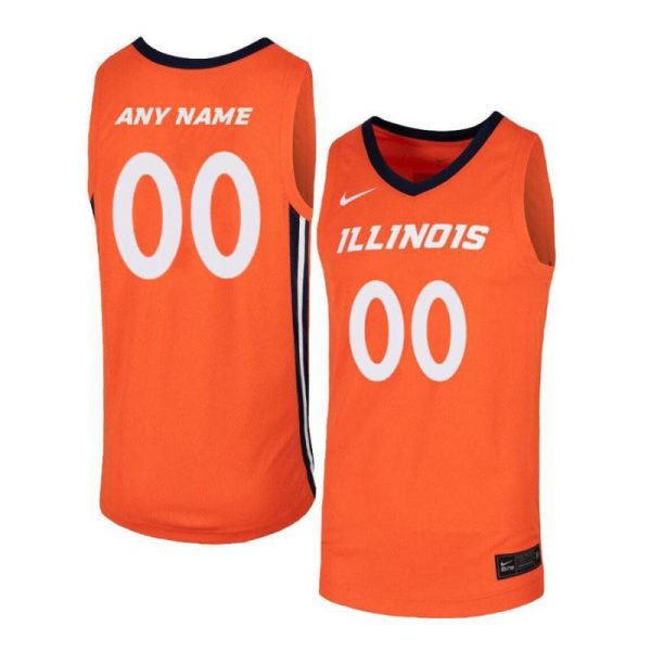 Men Elite Orange Illinois Fighting Illini Custom Basketball Jersey - Image 2