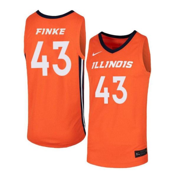 Men 43 Michael Finke Orange Elite Illinois Fighting Illini Basketball Jersey