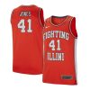 Men 41 Clayton Jones Orange Retro Elite Illinois Fighting Illini Basketball Jersey - Image 2