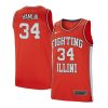 Men 34 Jermaine Hamlin Orange Retro Elite Illinois Fighting Illini Basketball Jersey