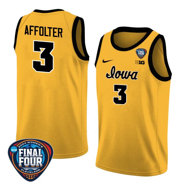 Sydney Affolter 3 Iowa Hawkeyes 2024 Final Four Patch Women's Basketball Jersey - Unisex Jersey - Image 2