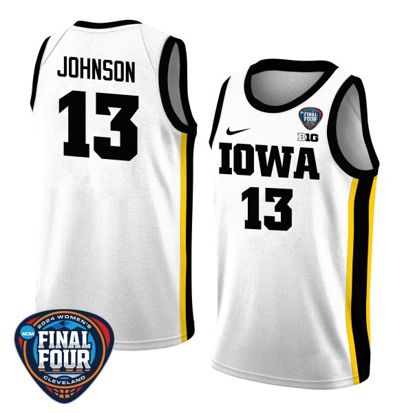 Kennise Johnson 13 Iowa Hawkeyes 2024 Final Four Patch Women's Basketball Jersey - Unisex Jersey