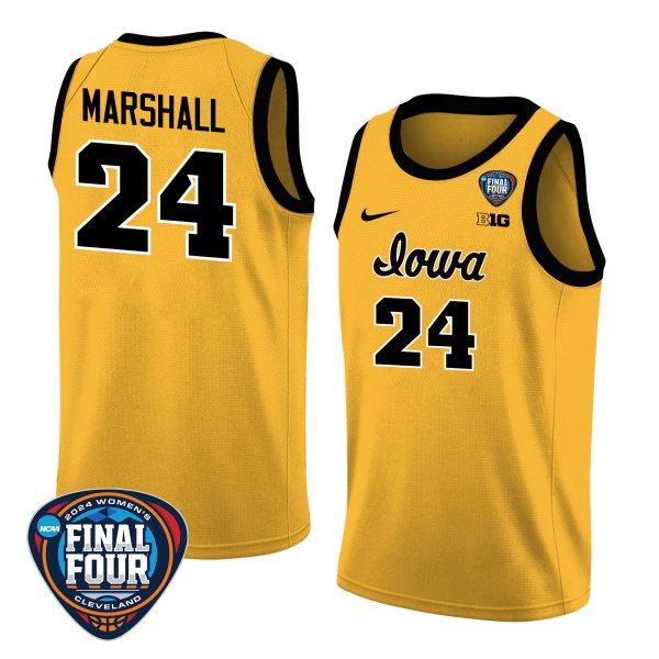 Gabbie Marshall 24 Iowa Hawkeyes 2024 Final Four Patch Women's Basketball Jersey - Unisex Jersey - Image 2