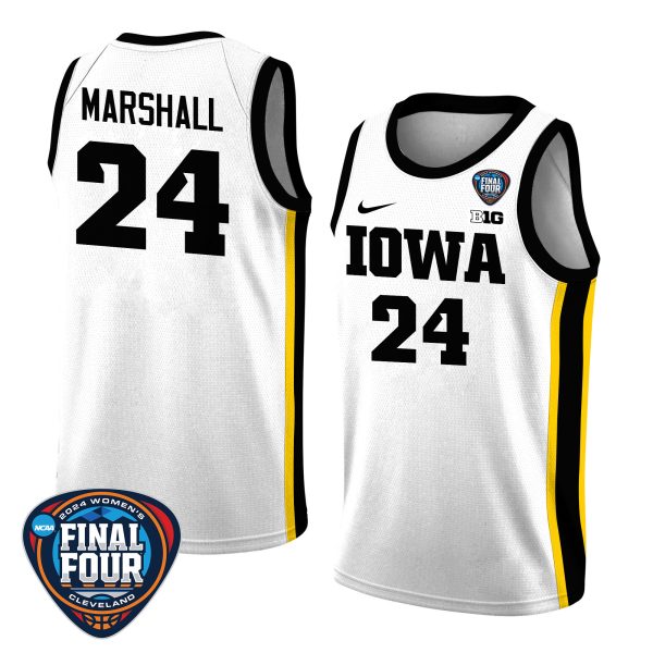 Gabbie Marshall 24 Iowa Hawkeyes 2024 Final Four Patch Women's Basketball Jersey - Unisex Jersey