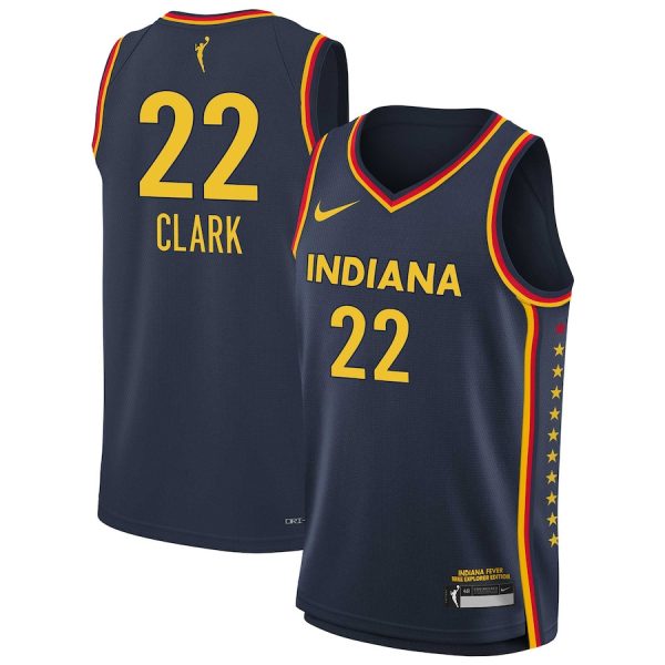 Caitlin Clark 22 Indiana Fever Youth 2024 WNBA Draft Rebel Edition Jersey - Navy