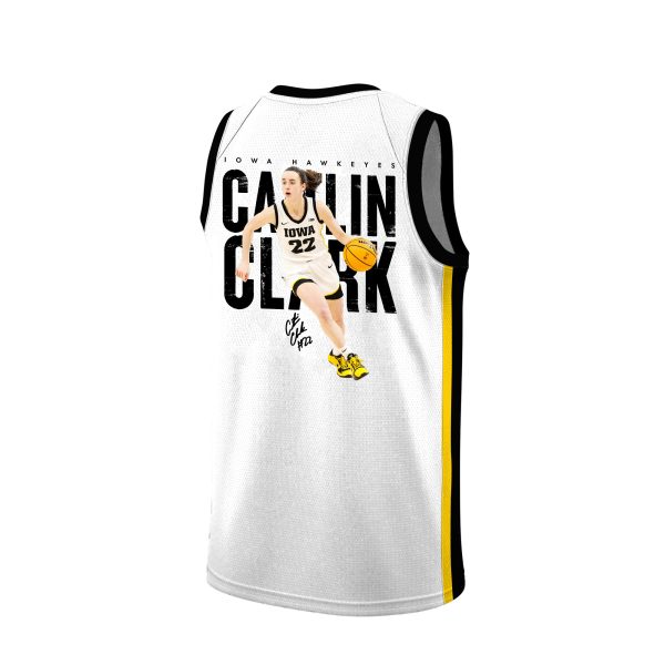 Caitlin Clark 22 Iowa Hawkeyes 2024 Basketball Jersey Graphic Pattern - White - Image 2