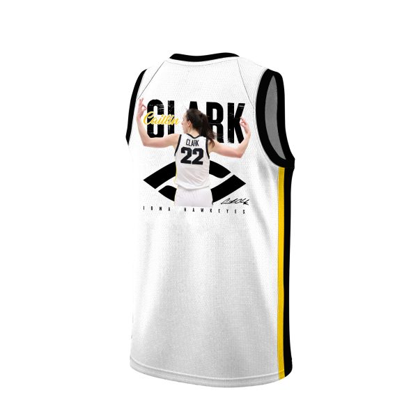 Caitlin Clark 22 Iowa Hawkeyes 2024 Basketball Jersey Graphic Pattern V2 - White - Image 2