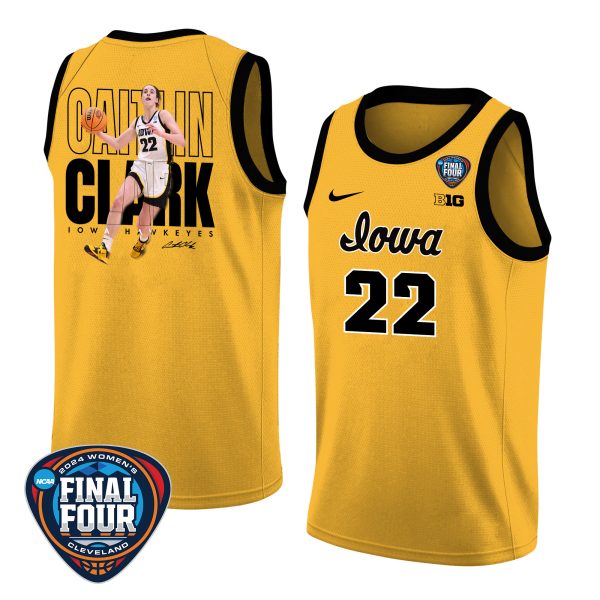 Caitlin Clark 22 Iowa Hawkeyes 2024 Basketball Jersey Graphic Pattern V3 - Yellow