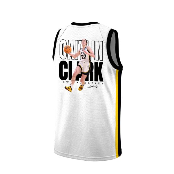 Caitlin Clark 22 Iowa Hawkeyes 2024 Basketball Jersey Graphic Pattern V3 - White - Image 2