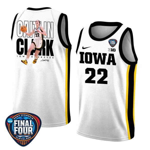 Caitlin Clark 22 Iowa Hawkeyes 2024 Basketball Jersey Graphic Pattern V3 - White